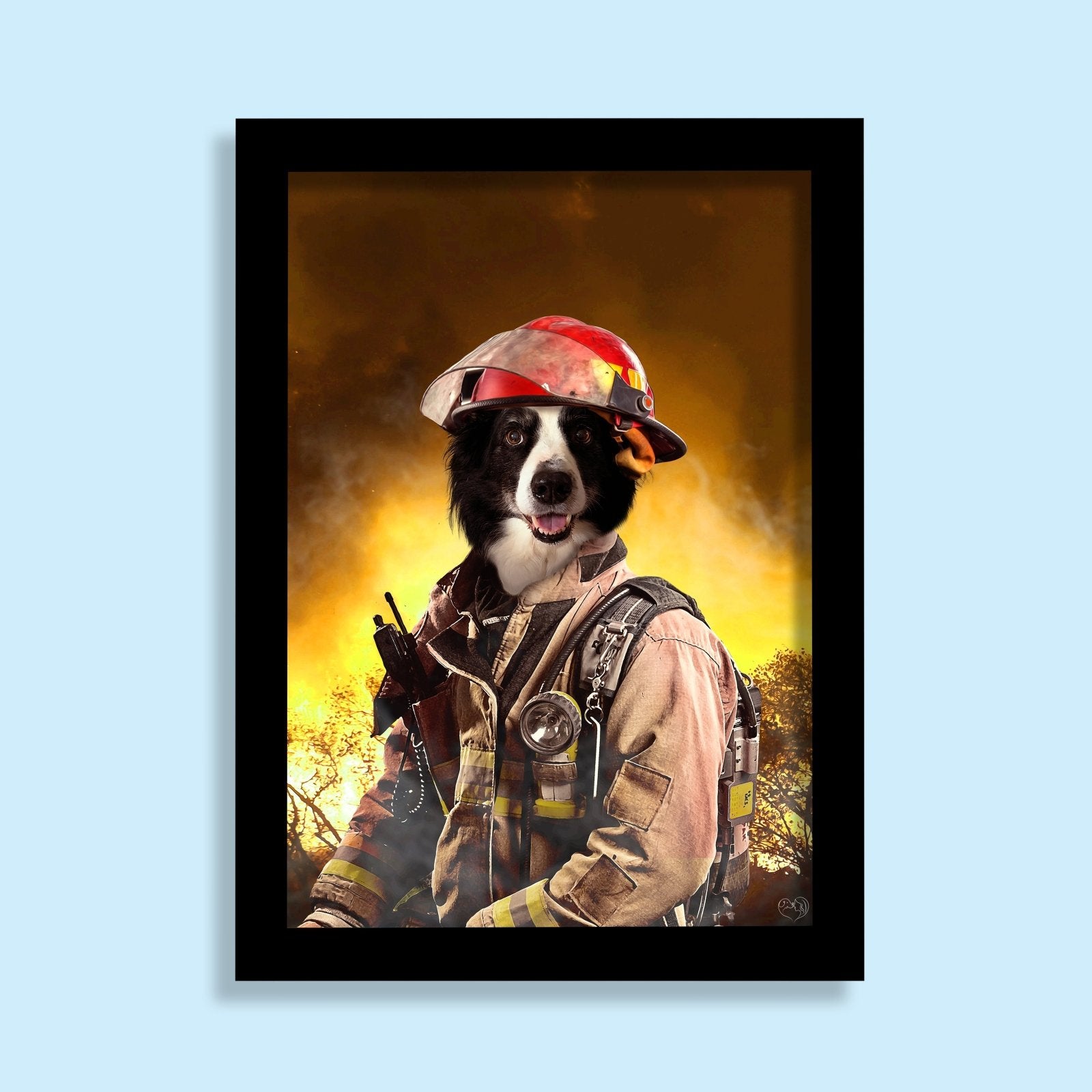 Heroic Firefighter - Custom Pet Portrait - 1 Pet - Furr and Family