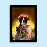 Heroic Firefighter - Custom Pet Portrait - 1 Pet - Furr and Family