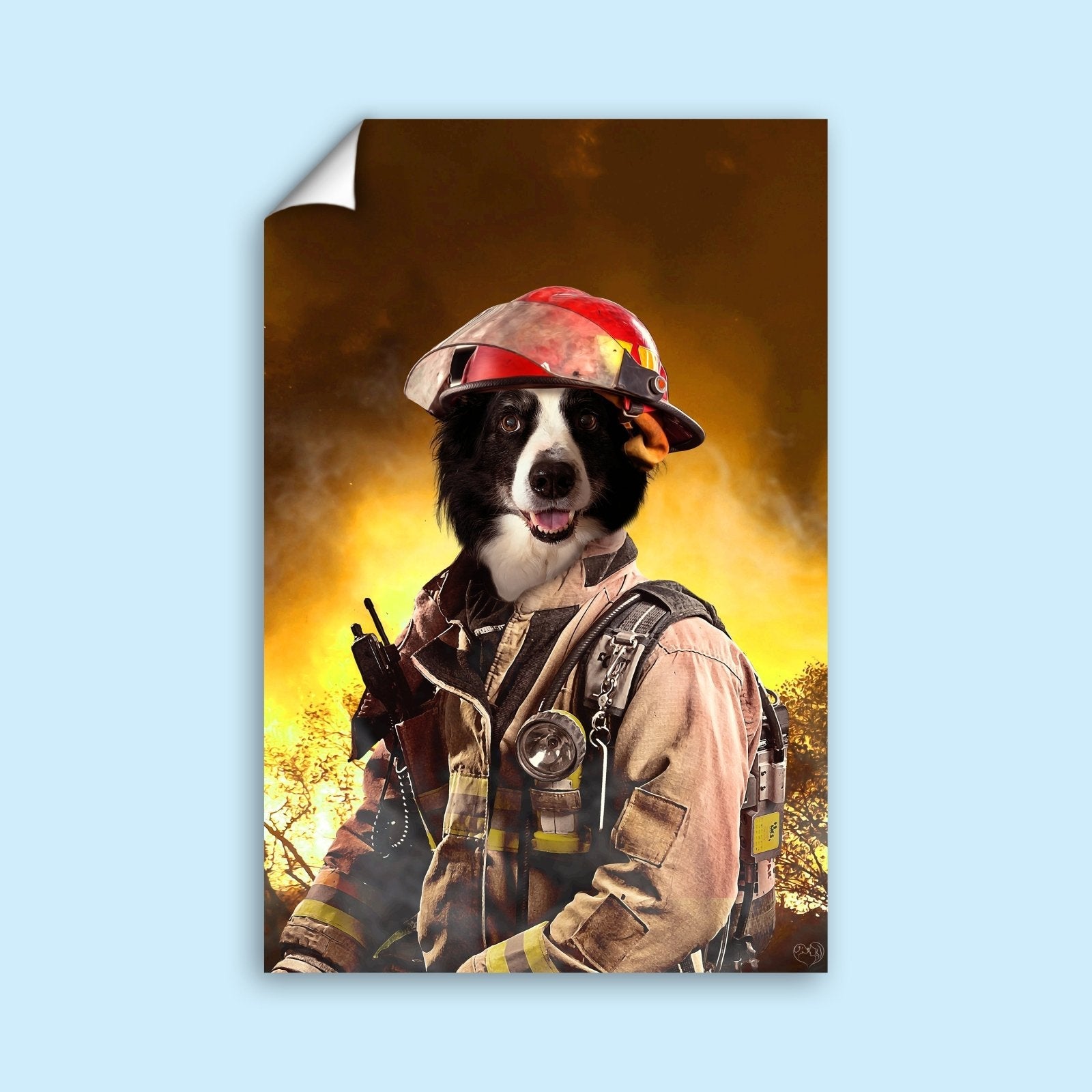 Heroic Firefighter - Custom Pet Portrait - 1 Pet - Furr and Family
