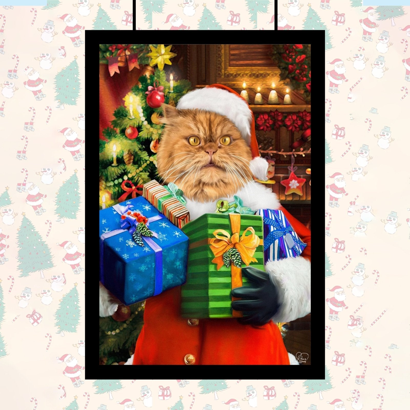 Holiday Cheer Pet Portrait – Santa’s Little Gift Giver - 1 Pet - Furr and Family