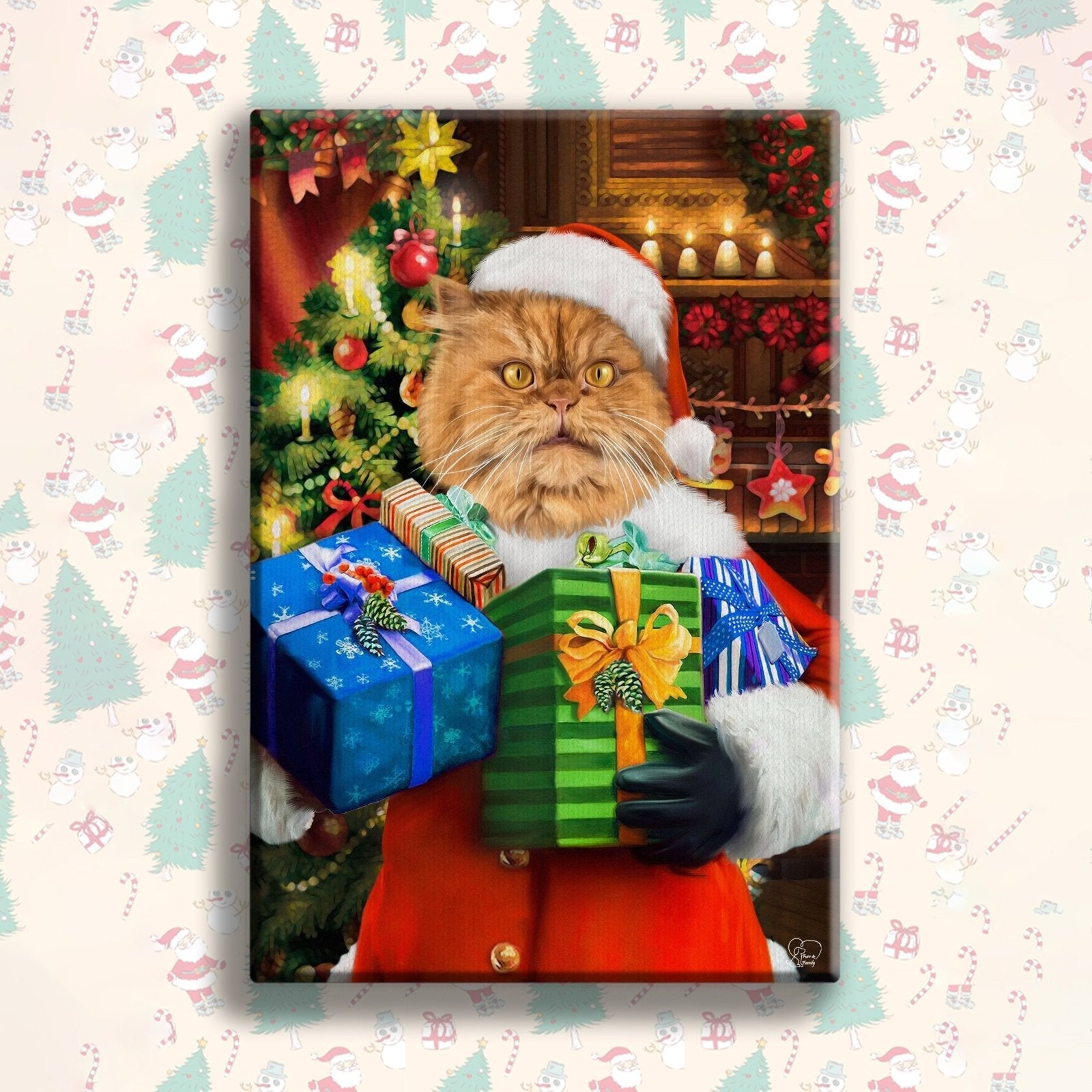 Holiday Cheer Pet Portrait – Santa’s Little Gift Giver - 1 Pet - Furr and Family