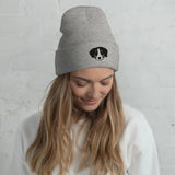 Custom embroidered beanie featuring a pet’s name or face design, made from soft knit fabric — perfect for cold weather and pet lovers