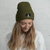 Custom embroidered beanie featuring a pet’s name or face design, made from soft knit fabric — perfect for cold weather and pet lovers