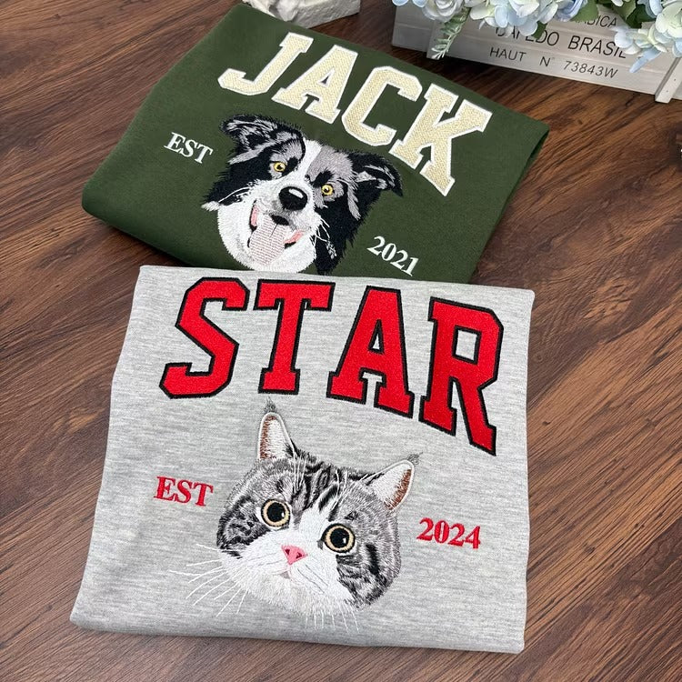 Personalized Embroidered Pet Face and Name Est Sweatshirt Keepsake Gift for Pet Lovers - Furr and Family