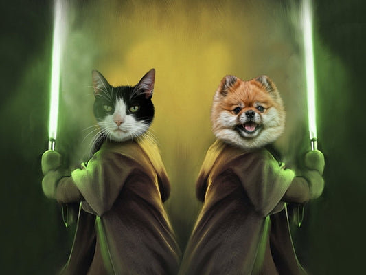 Jedi Paws – Star wars Multi - Pet Portrait - Star Wars - 2 Pets - Furr and Family