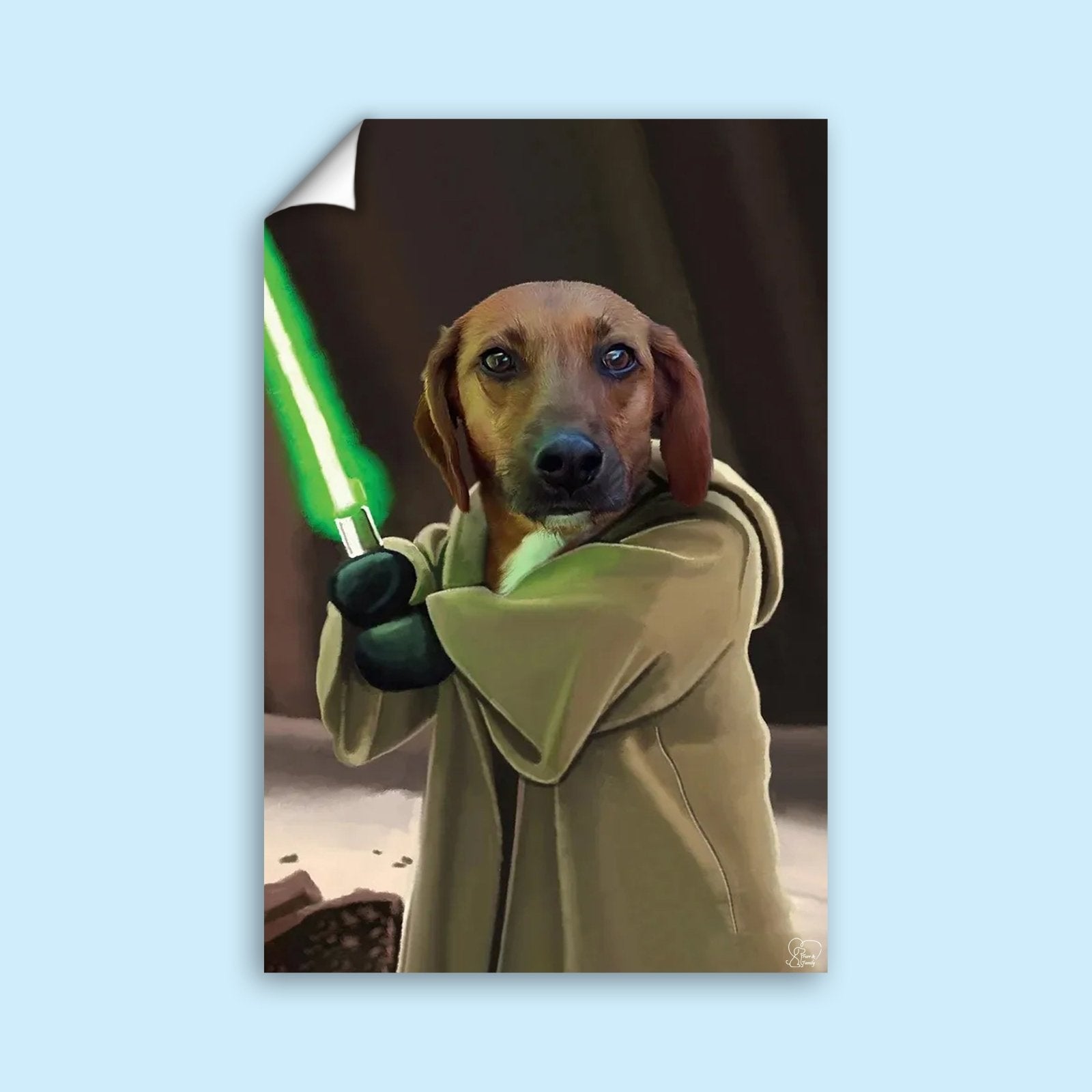 Jedi Pup Star Wars - Custom Pet Portrait - 1 Pet - Furr and Family