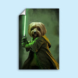 Jedi Star Wars With Green - LightSaber - Custom Pet Portrait - 1 Pet - Furr and Family