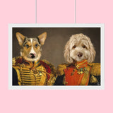 Majestic Military Duo - Custom Pet Portrait - 2 Pets - Furr and Family