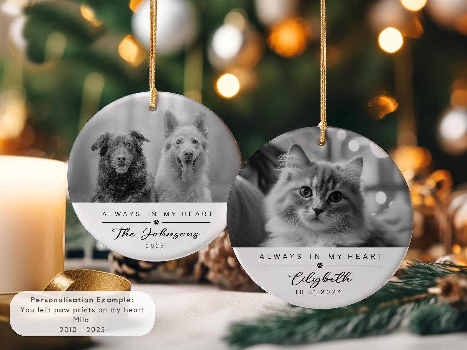 Memorial Ornament a - Keepsake Christmas Ornament Gift - 1 Pet - Furr and Family