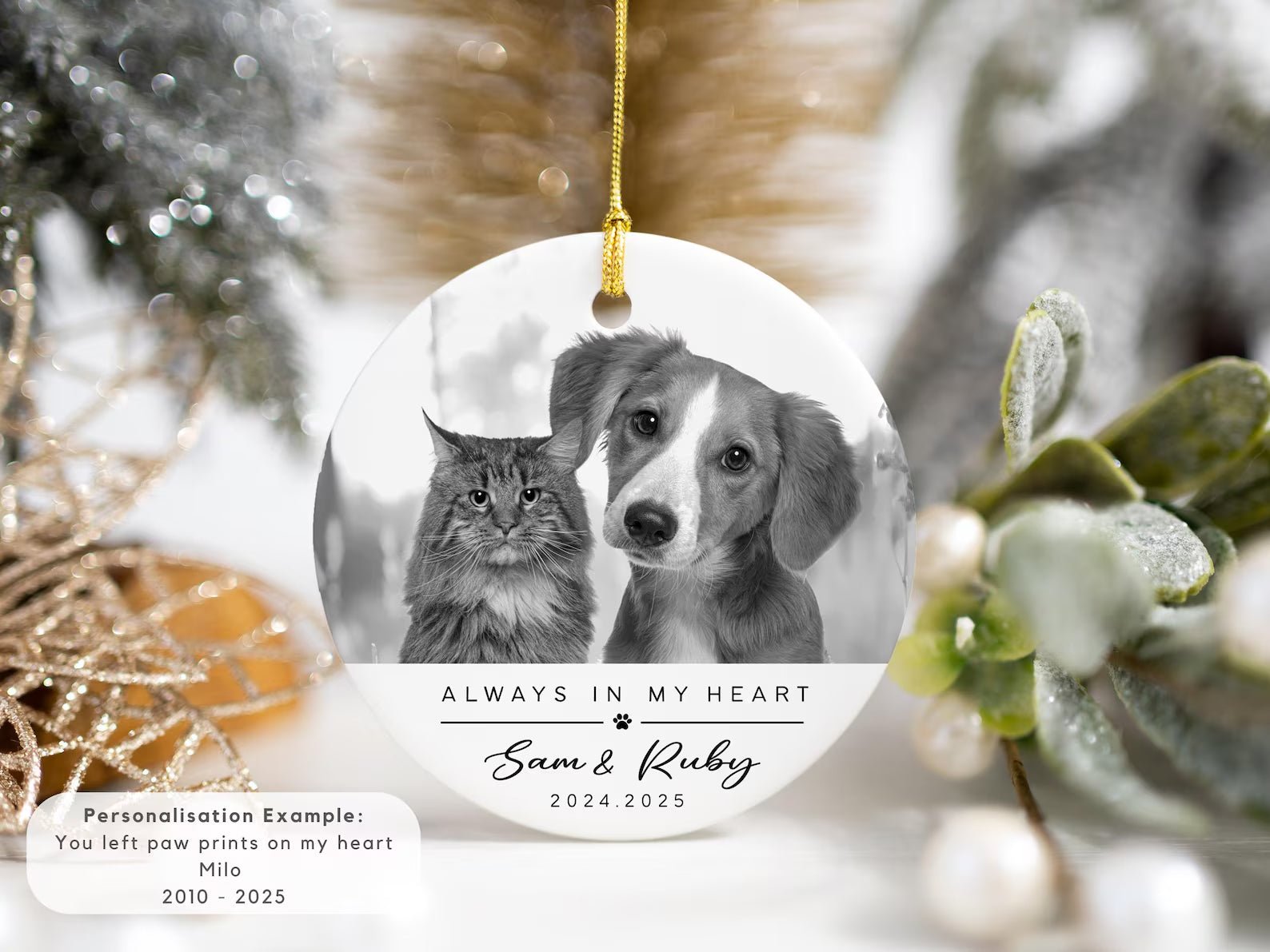 Memorial Ornament a - Keepsake Christmas Ornament Gift - 1 Pet - Furr and Family