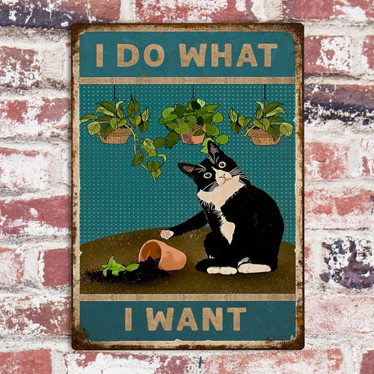 Funny Black Cat Metal Sign | Cat Lover Decor UK