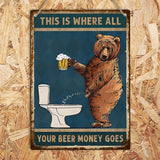 Beer Money Funny Toilet Metal Sign: Bathroom Wall Decor