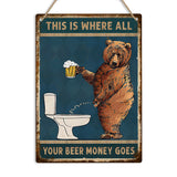Beer Money Funny Toilet Metal Sign: Bathroom Wall Decor