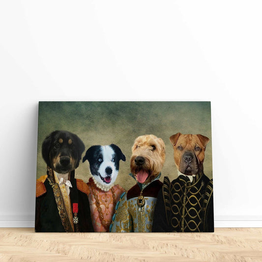 Military Family - Custom Pet Portrait | Custom Pet Canvas - 4 pets - Furr and Family