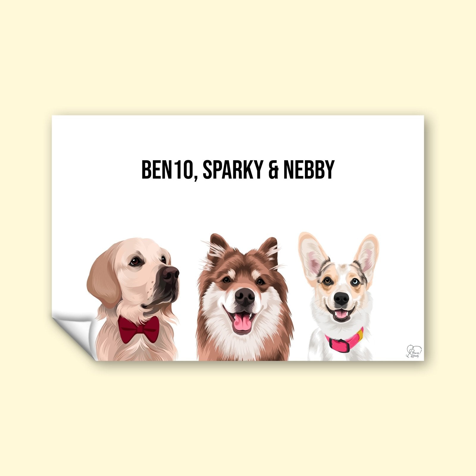 Modern Pet Vector - Custom Pet Portrait - 1 Pet - Furr and Family