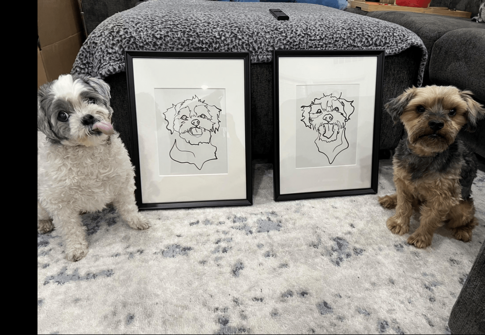 One line art Pet Drawing - Custom Pet Portrait - 1 Pet - Furr and Family