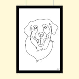 One line art Pet Drawing - Custom Pet Portrait - 1 Pet - Furr and Family