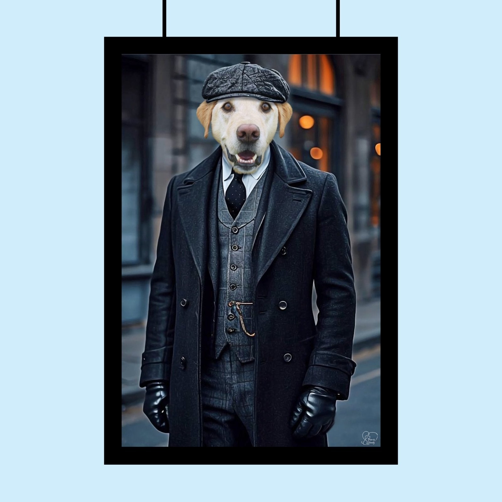 Vintage Gangster Peaky Blinder Pet Portrait - By Furr and Family - 1 Pet - Furr and Family