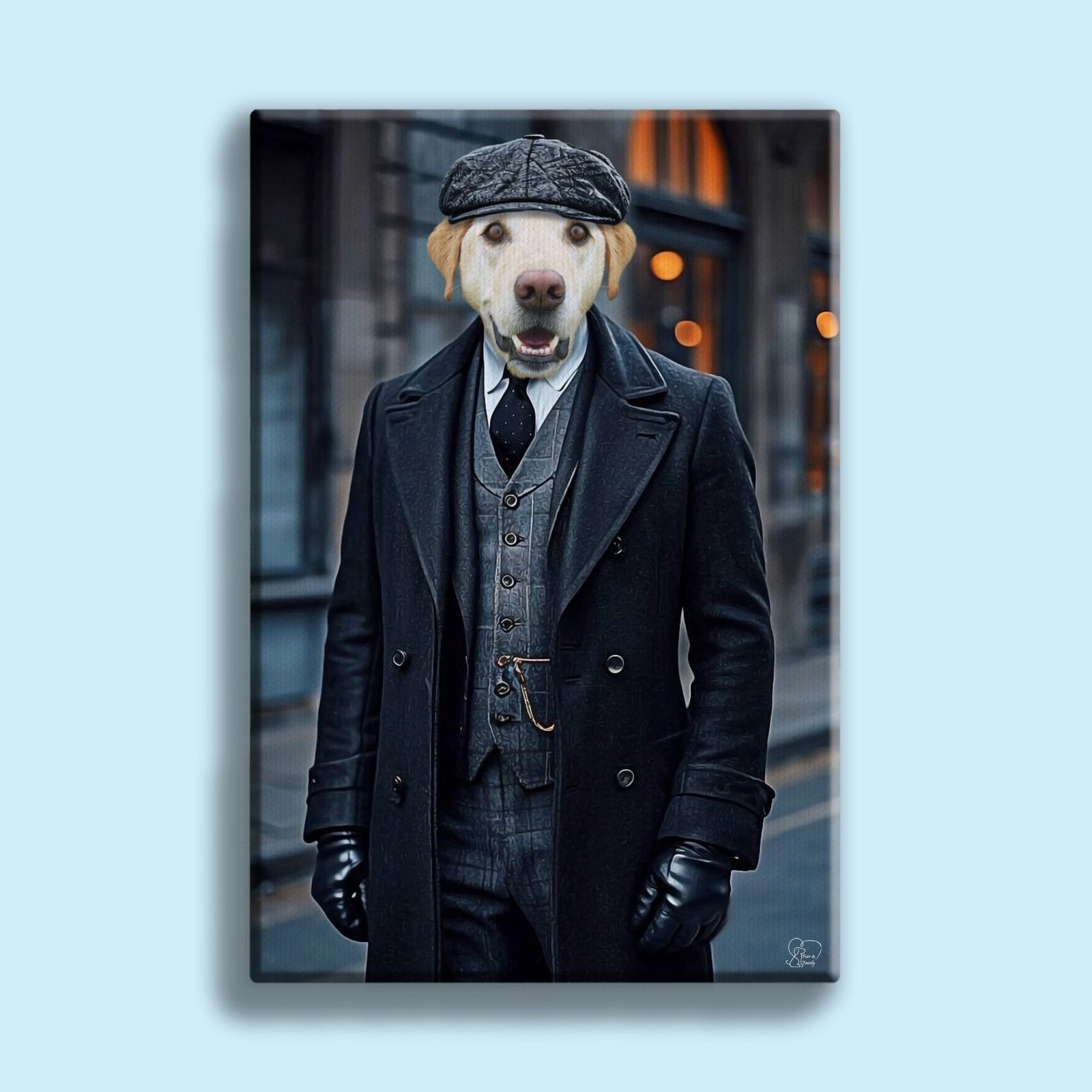 Vintage Gangster Peaky Blinder Pet Portrait - By Furr and Family - 1 Pet - Furr and Family