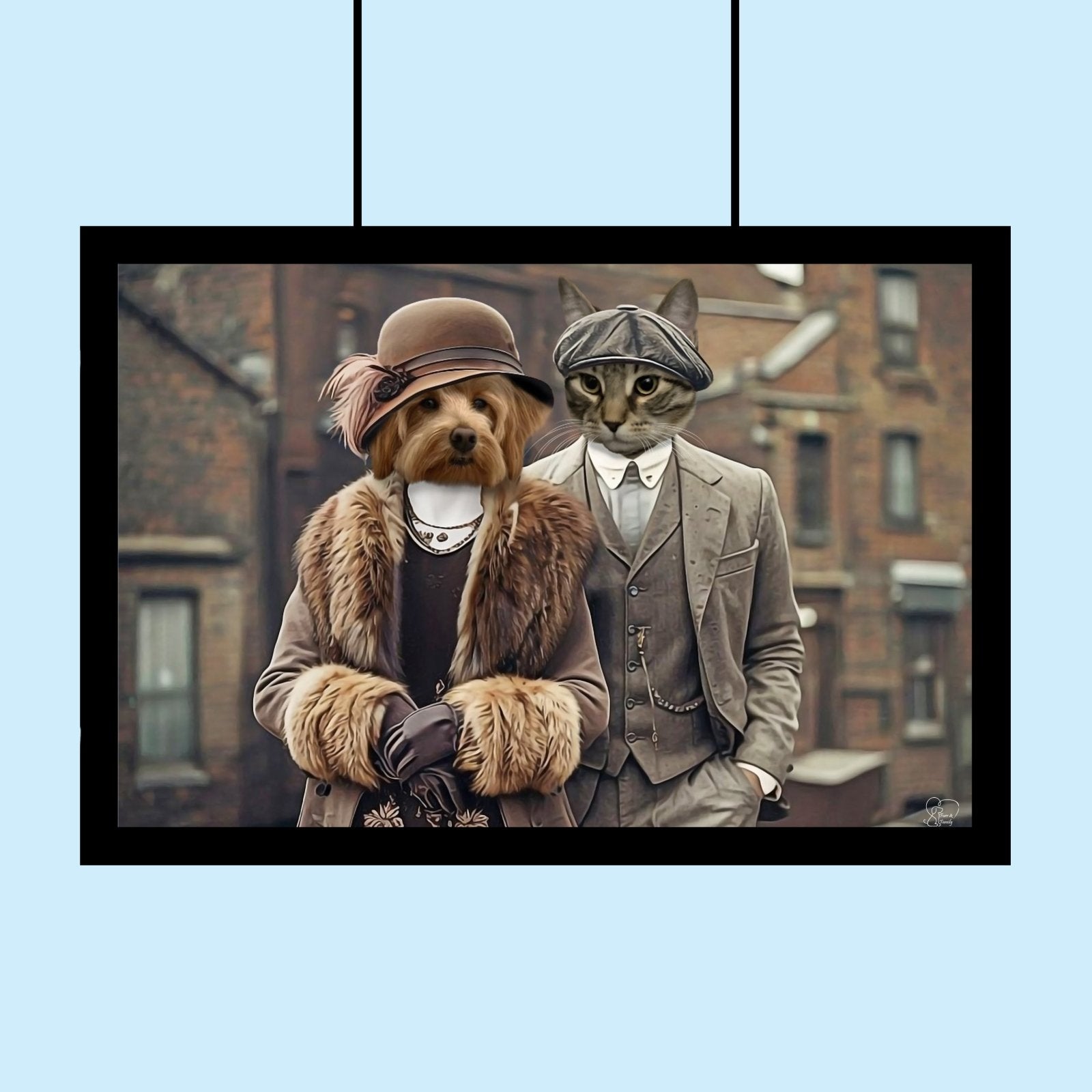 Peaky Blinders Couple Pet Portrait - Furr and Family - 2 Pets - Furr and Family
