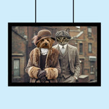 Peaky Blinders Couple Pet Portrait - Furr and Family - 2 Pets - Furr and Family