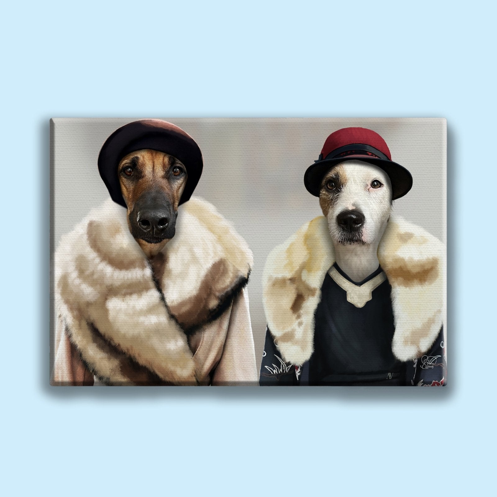 Peaky Blinders Ladies Pet Portrait - Custom Pet Portrait - 2 Pets - Furr and Family