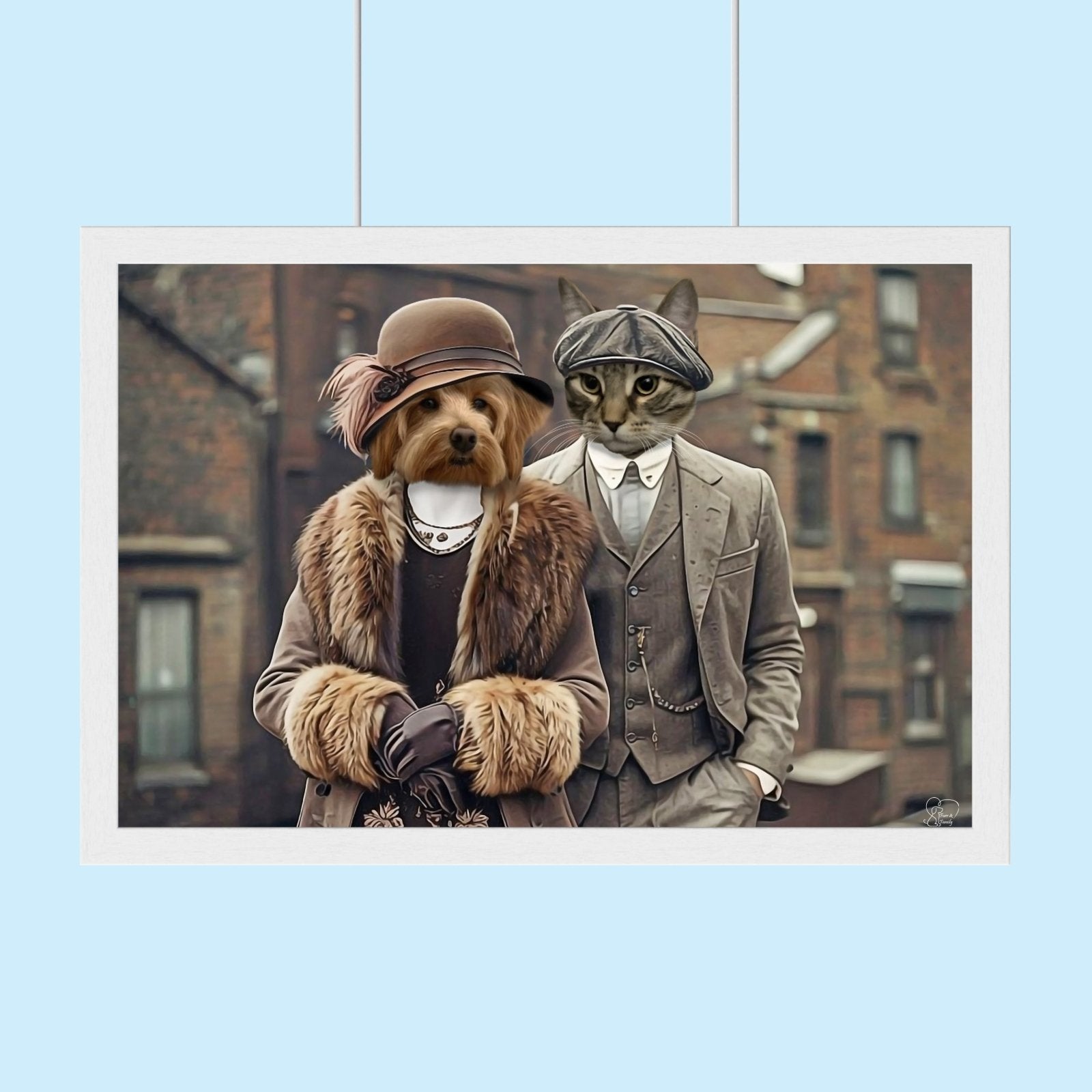 Peaky Blinders Couple Pet Portrait - Furr and Family - peaky blinder - 2 Pets - Furr and Family