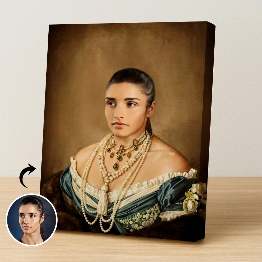 Pearl Adorned Queen Renaissance Portrait - Human Portrait - Female - Furr and Family