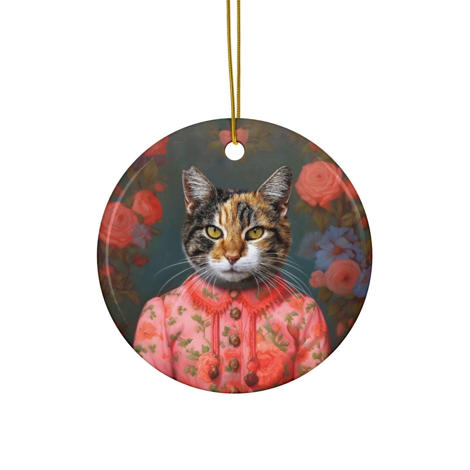 Personalized Ceramic Pet Christmas Theme Ornament - Custom Christmas Ceramic Ornament - Ornament - 1 Pet - Furr and Family