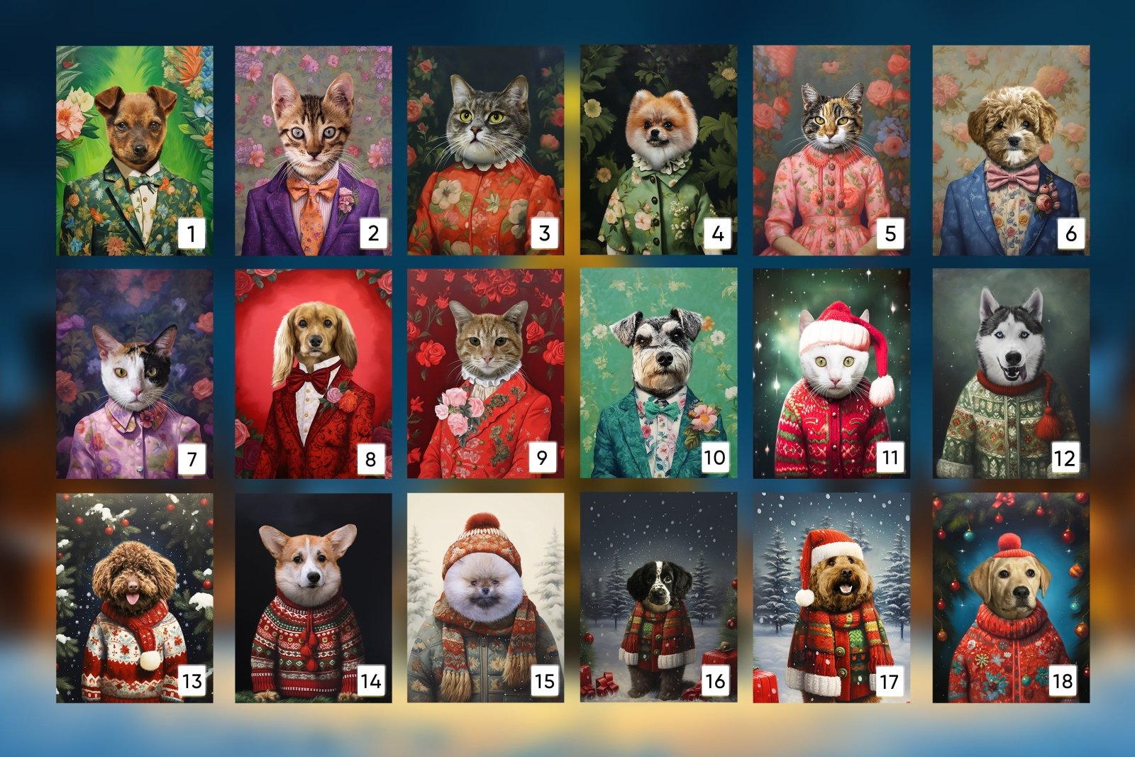 Personalized Ceramic Pet Christmas Theme Ornament - Custom Christmas Ceramic Ornament - Ornament - 1 Pet - Furr and Family