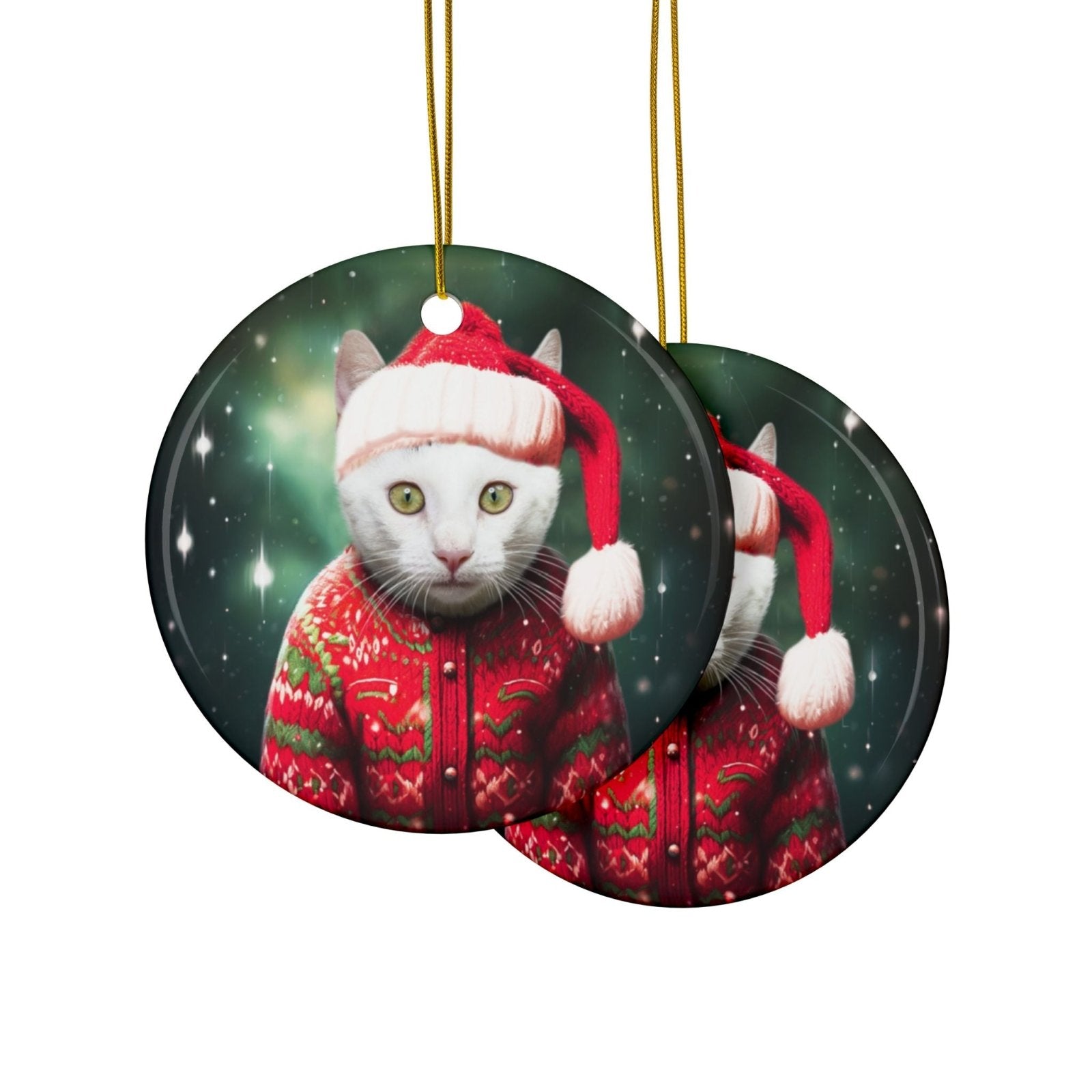 Personalized Ceramic Pet Christmas Theme Ornament - Custom Christmas Ceramic Ornament - Ornament - 1 Pet - Furr and Family