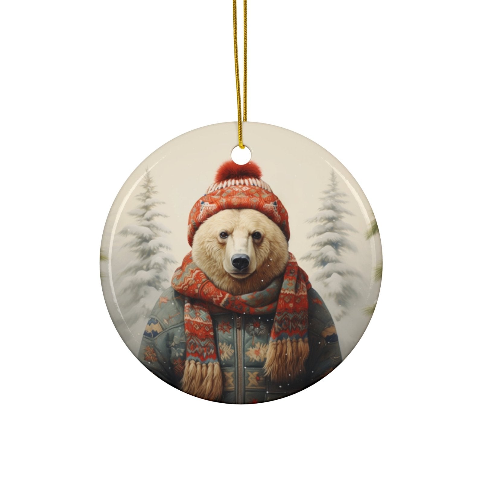 Personalized Ceramic Pet Christmas Theme Ornament - Custom Christmas Ceramic Ornament - Ornament - 1 Pet - Furr and Family