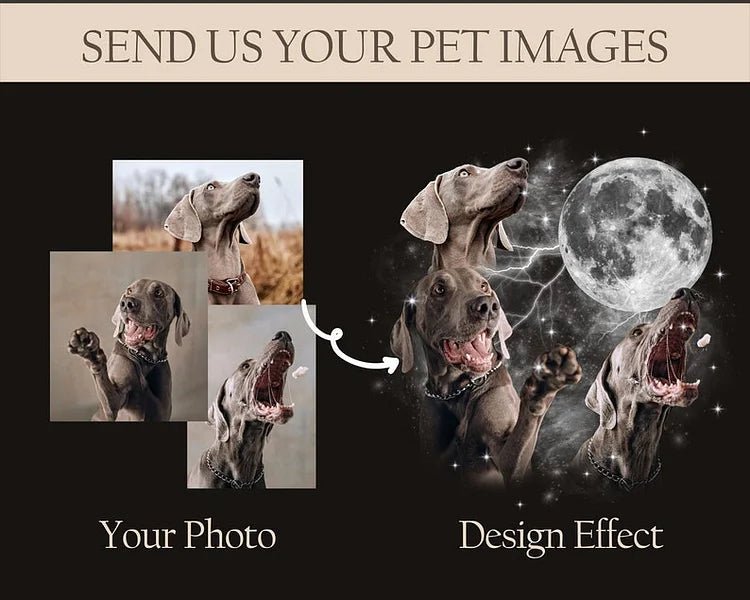 Personalized Dog & Cat with Moon Design and Pet Photo for Mom & Dad Tshirts - Sweatshirts & Hoodies - Vintage Print Apparel - 1 Pet - Furr and Family