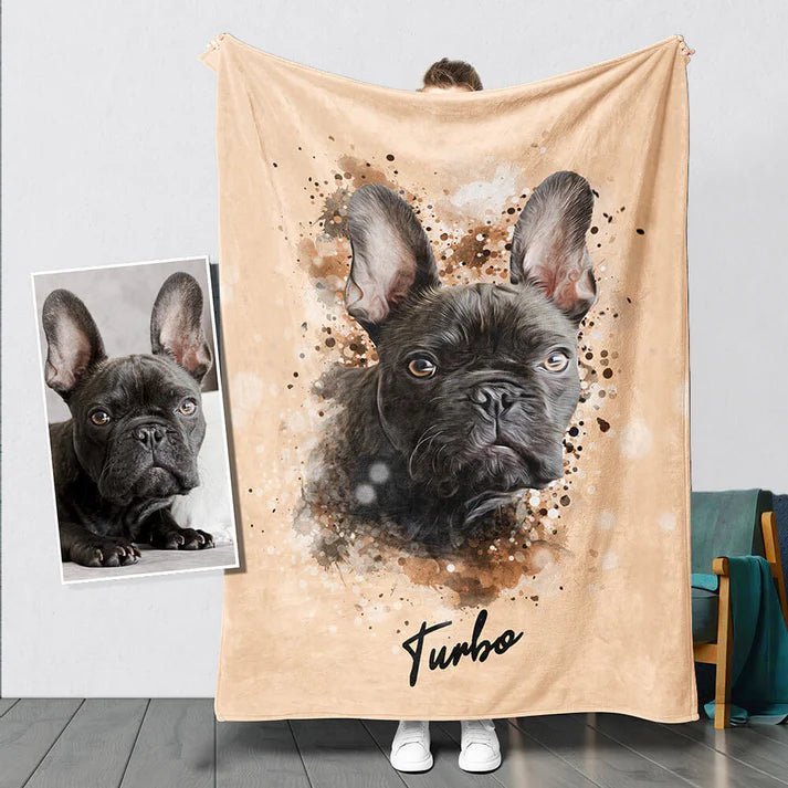 Personalized Watercolor Pet Blanket - Pet Watercolor Style - Blanket - 1 Pet - Furr and Family