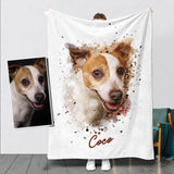 Personalized Watercolor Pet Blanket - Pet Watercolor Style - Blanket - 1 Pet - Furr and Family