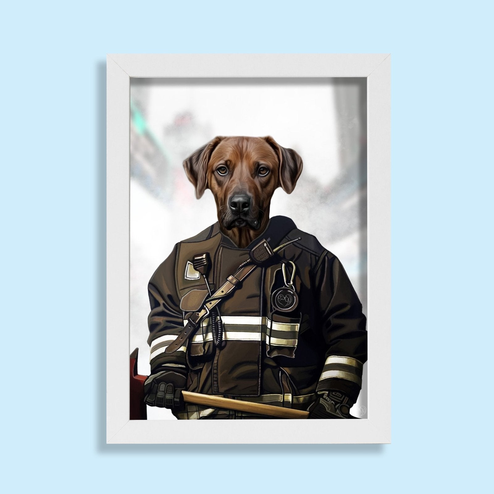 Pet Firefighter - Custom Pet Portrait - 1 Pet - Furr and Family