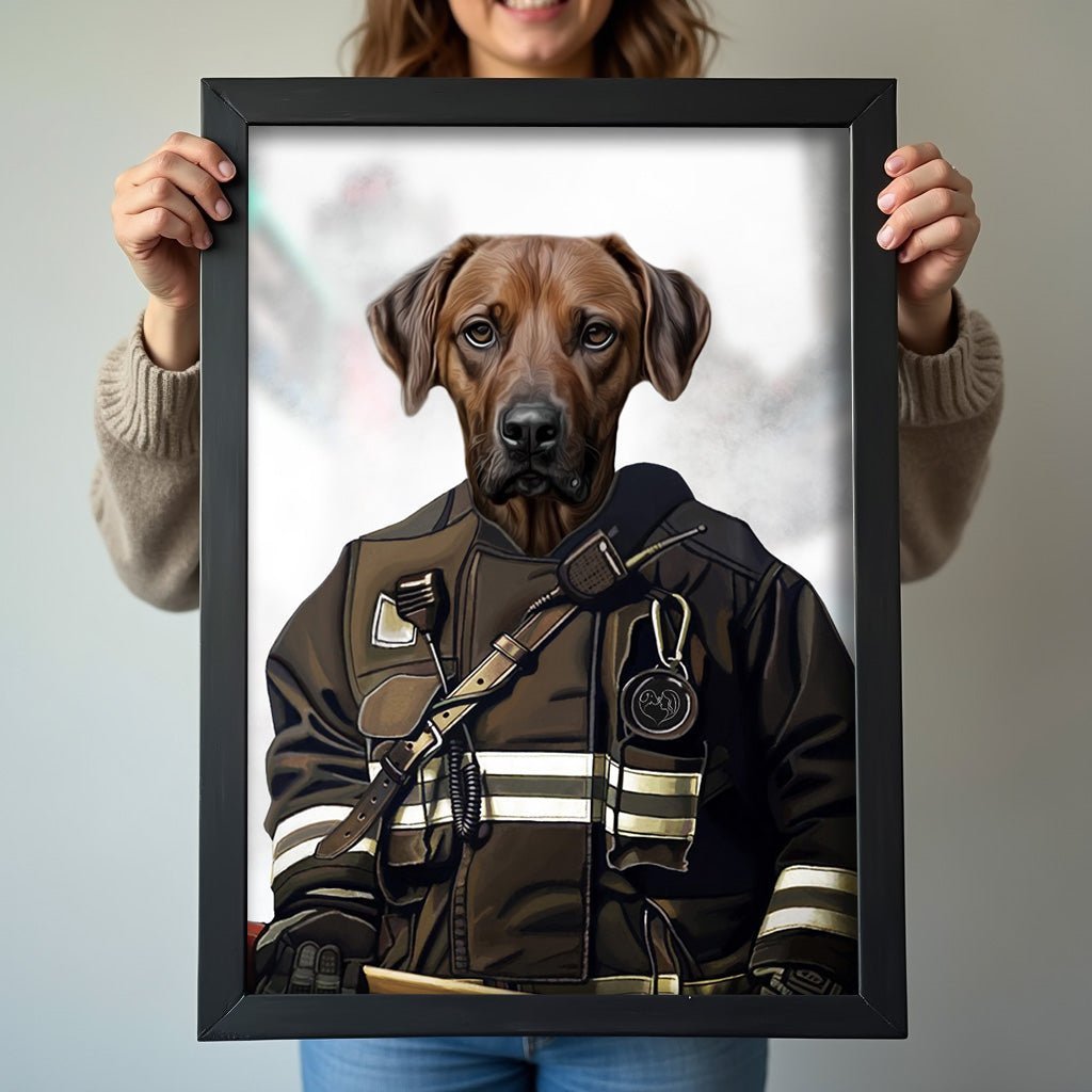 Pet Firefighter - Custom Pet Portrait - 1 Pet - Furr and Family
