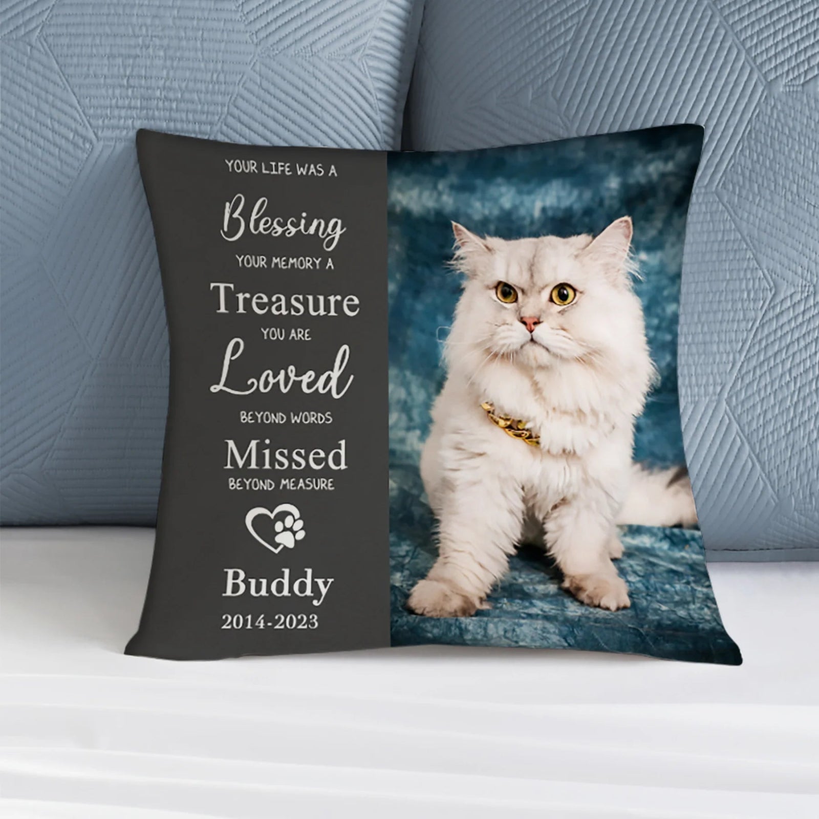 Pet Memorial Pillow with Dog Portrait Personalized Sympathy Gift for Loss of Pet - 1 Pet - Furr and Family