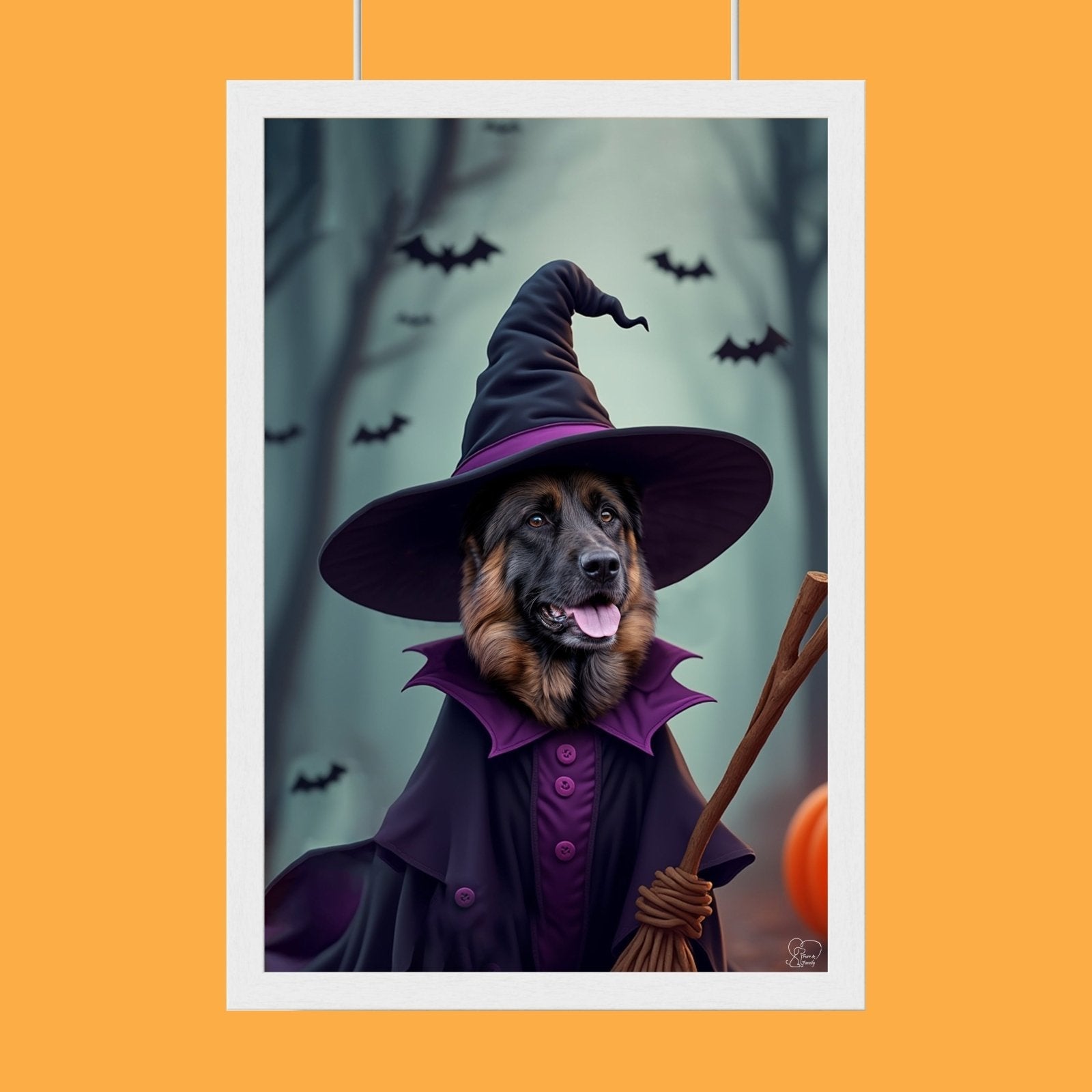 Pet Witch Halloween Pet Portrait - Custom Pet Portrait - 1 Pet - Furr and Family