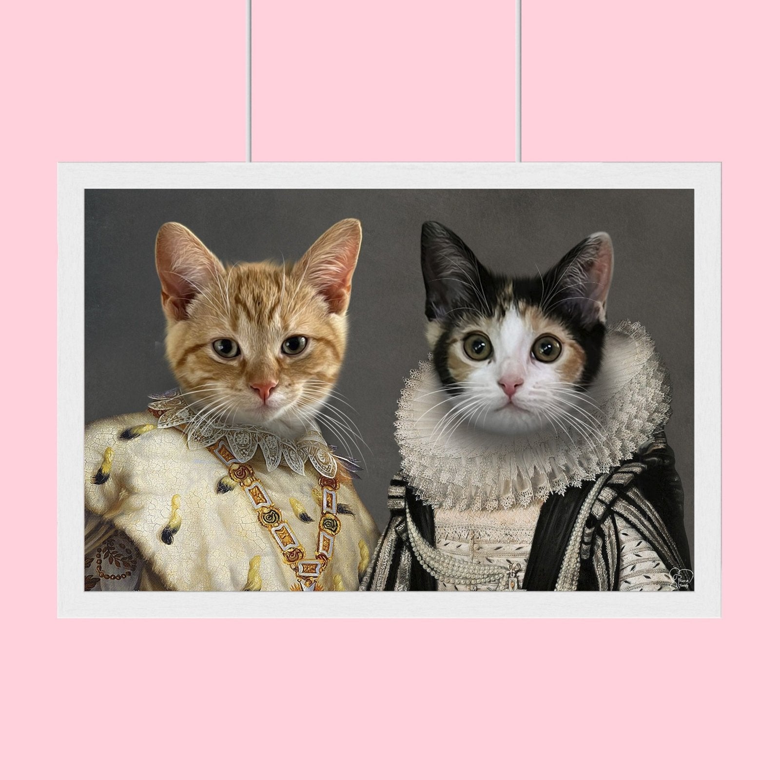 Prince and Princess - Custom Pet Portrait - 2 Pets - Furr and Family
