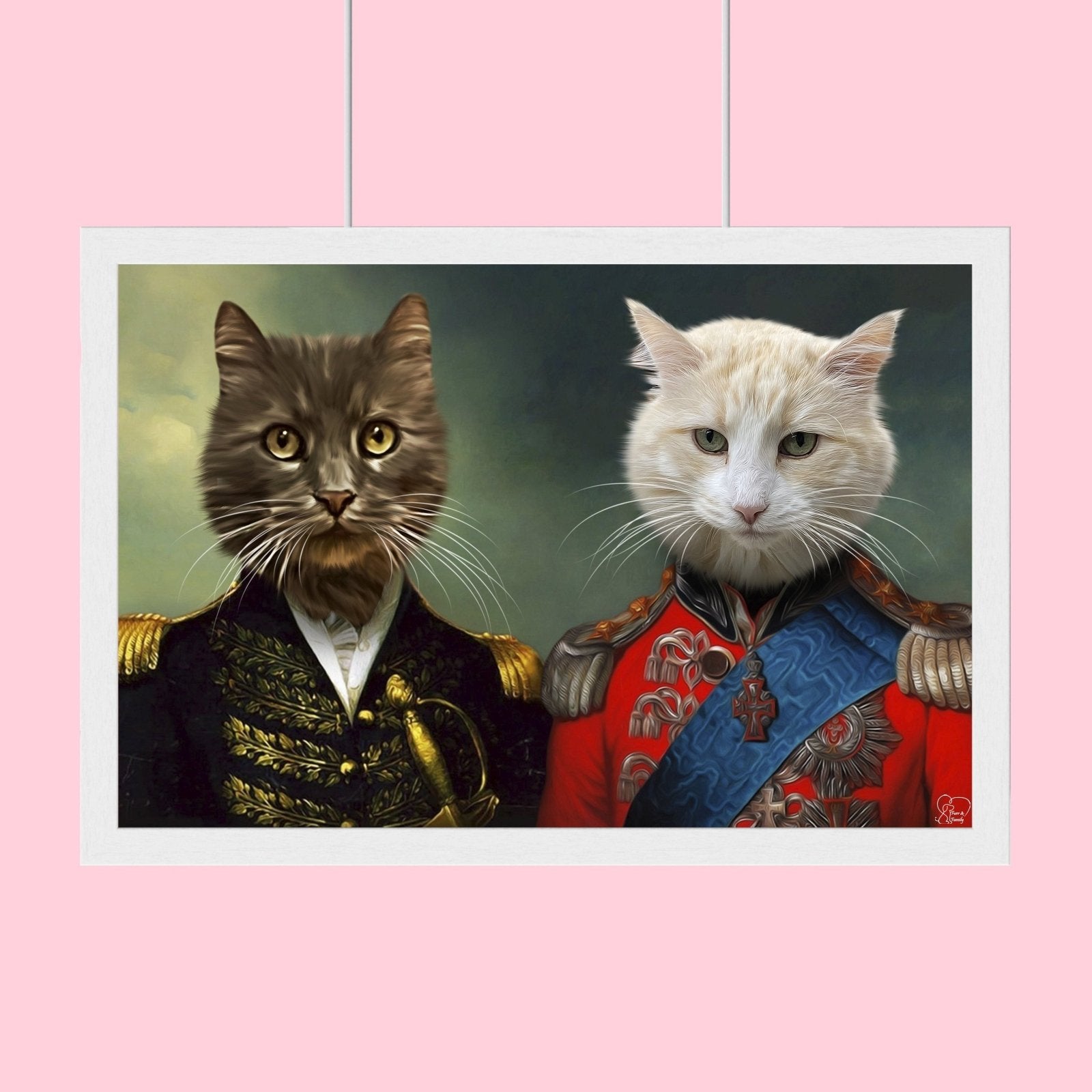 Purr - fect Generals - Custom Pet Portrait - 2 Pets - Furr and Family