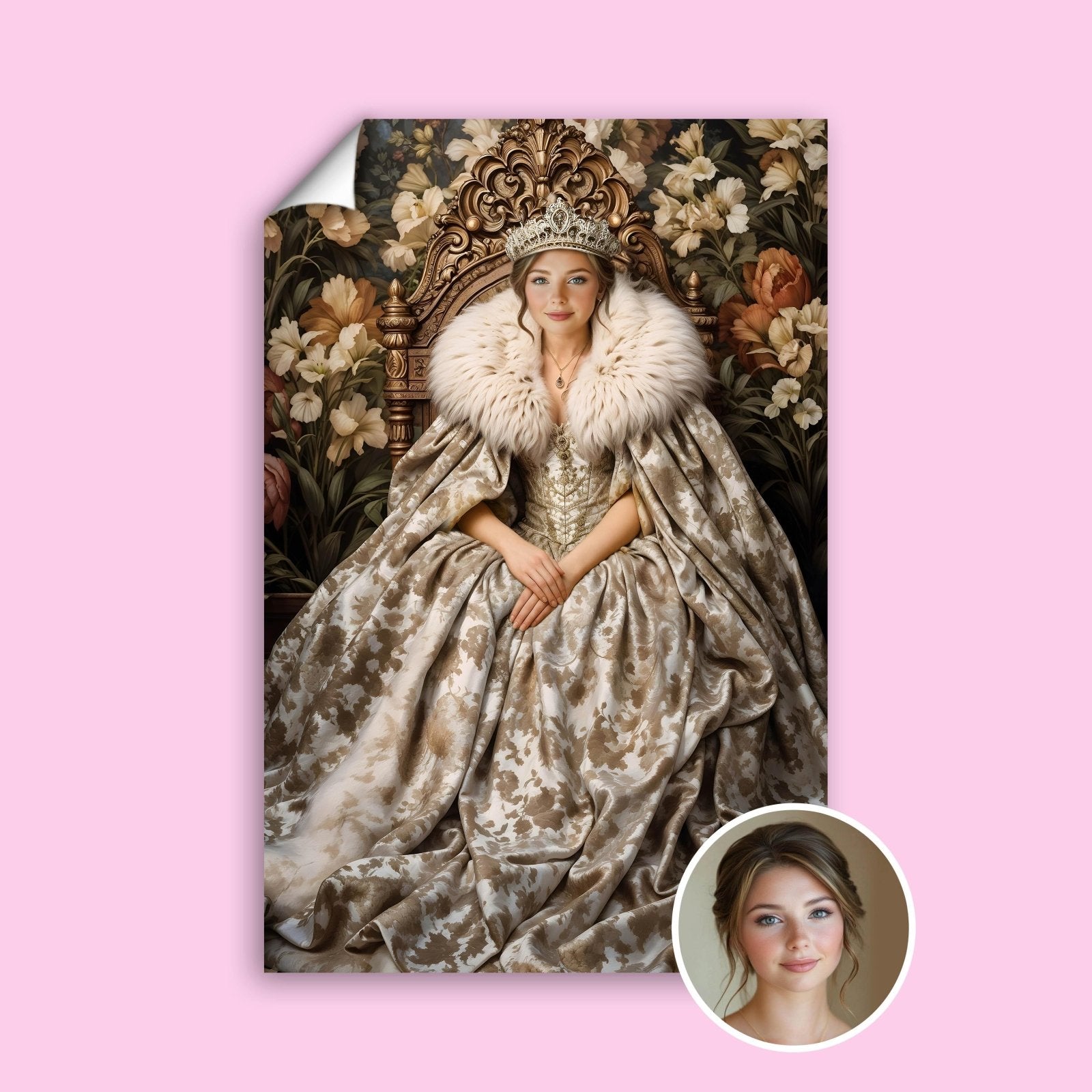 Regal Blossom Queen Custom Portrait - Human Portrait - Female - Furr and Family