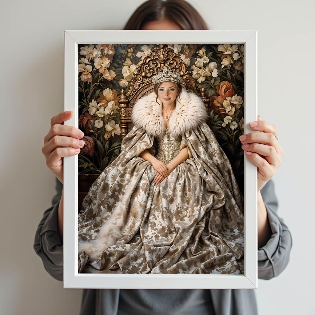 Regal Blossom Queen Custom Portrait - Human Portrait - Female - Furr and Family