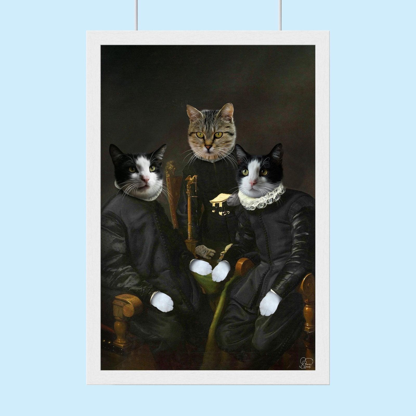 Regal Cats – Classic Aristocratic Multi - Pet Portrait - 2 Pets - Furr and Family