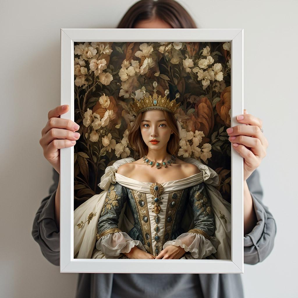 Renaissance Floral Queen Portrait - Human Portrait - Female - Furr and Family