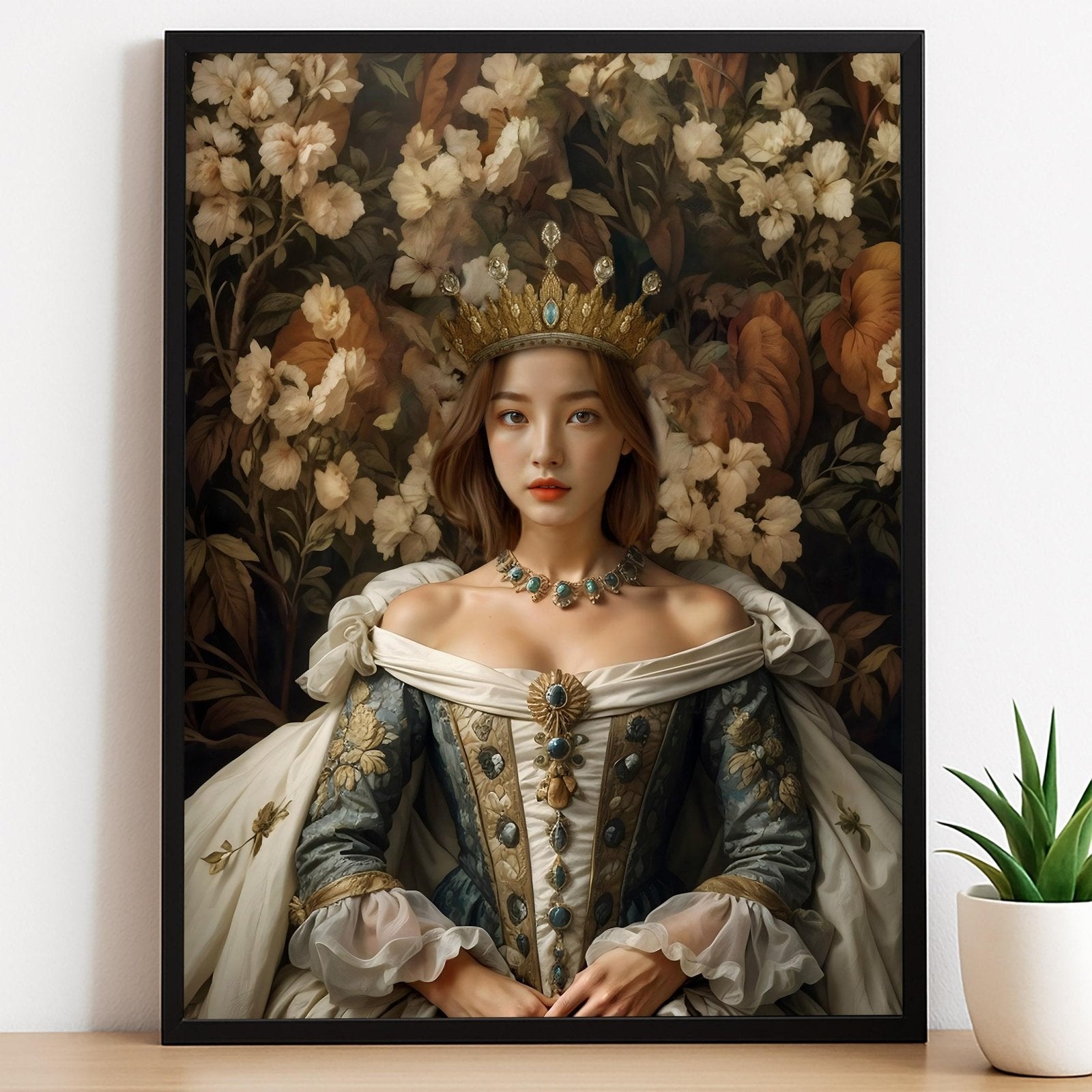 Renaissance Floral Queen Portrait - Human Portrait - Female - Furr and Family