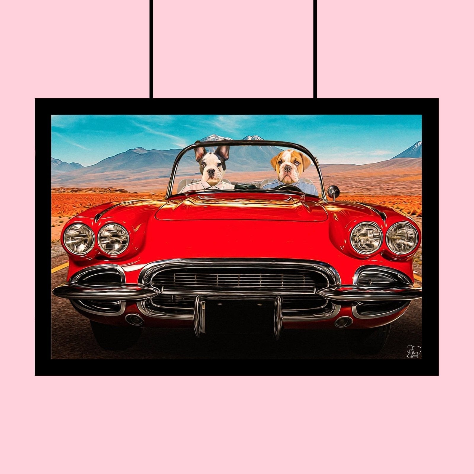 Road Trip Duo - Custom Pet Portrait - 2 Pets - Furr and Family