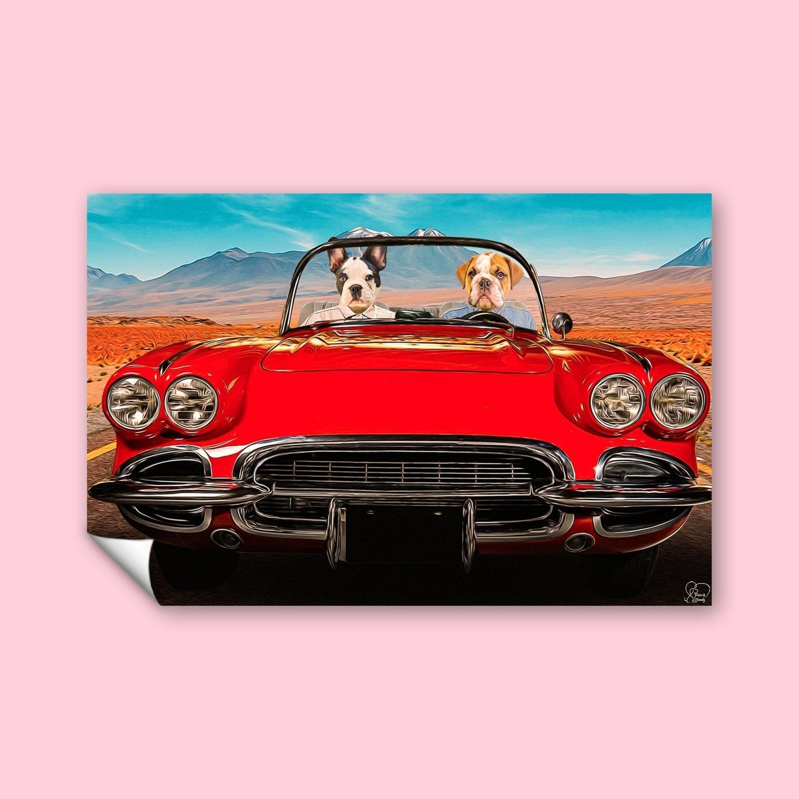 Road Trip Duo - Custom Pet Portrait - 2 Pets - Furr and Family