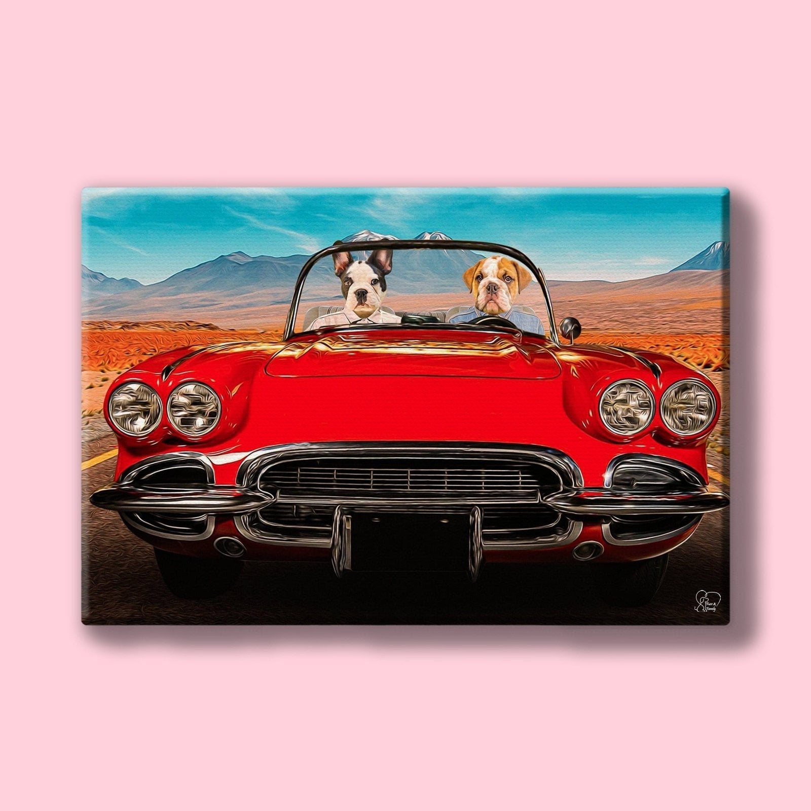 Road Trip Duo - Custom Pet Portrait - 2 Pets - Furr and Family