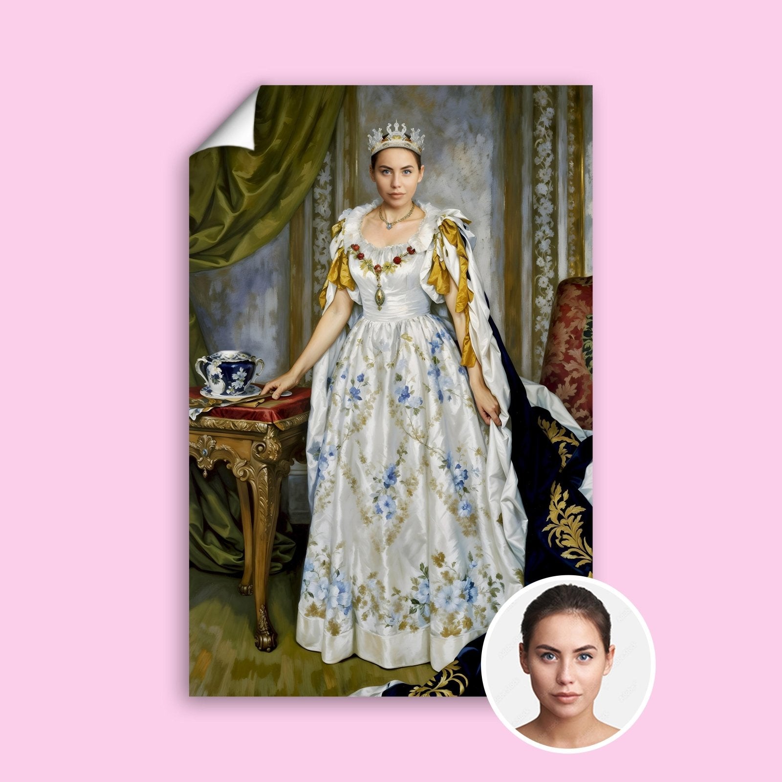 Royal Floral Queen Renaissance Portrait - Human Portrait - Female - Furr and Family